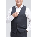 Casual Mens Suit Vest Plain Single Breasted V-Neck Pocket Detailed Regular Fit Suit Vest