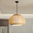 Southeast Asia Style Hanging Light Braided Rattan LED Pendant Light for Dinning Room