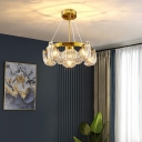 Crystal Metal Contemporary Chandeliers Elegnat Minimalism 6 Lights Living Room Brass Chandelier Modern