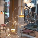 Multiple Glass Ball Pendant Light Clear Glass Hanging Lamp in Gold