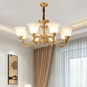 8 Lights LED Chandelier Light Modern Style Metal Glass Pendant Light for Living Room