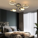 Postmodern Style LED Chandelier Light 4 Lights Metal Acrylic Nordic Style Pendant Light for Living Room