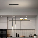 Linear Island Light Fixture 5 Lights Modern Contracted Metal Shade Hanging Light for Kitchen