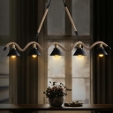 5 Lights Antique Wrought Iron Chandeliers Industrial Vintage Black Pendant Lighting Fixtures for Dinning Room