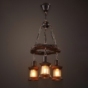 American Style LED Chandelier Light 3 Lights Navigation Style Retro Wood Pendant Light for Bar