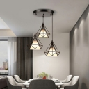 Modern Prism Cage Hanging Light Fixture Forged Iron Pendant Lamp