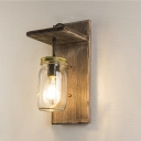 Nordic Style LED Wall Sconce Industrial Style Wood Glass Bottle Shaped Wall Light for Stairs