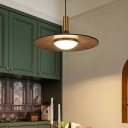 Flat Contemporary Pendant Lights Wood Minimalist Hanging Light Fixtures for Dinning Room