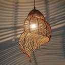 Conch Shaped LED Pendant Light Southeast Asia Style Rattan Hanging Light for Homestay