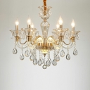 Nordic Style LED Chandelier Light 6 Lights Postmodern Style Crystal Pendant Light for Living Room