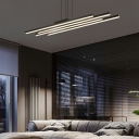Contemporary Aluminum Island Lighting Linear Hanging Ceiling Light in Black