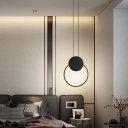 1-Light Pendant Lighting Contemporary Style Ring Shape Metallic Pendulum Lights