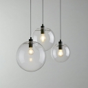 Contemporary Clear Pendant Light Contracted Ball Glass Globe Hanging Lamp