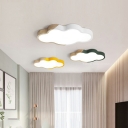 1-Light Flush Mount Ceiling Ligh Modern Style Cloud Shape Metal and Wood Lighting Fixture