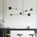 6 Lights Linear Shade Hanging Light Modern Style Metal Pendant Light for Dining Room