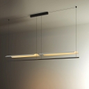 2-Light Island Ceiling Light Simple Style Straight Bar Shape Metal Chandelier Lighting