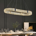Modern Flush Mount Chandelier Crystal Multi Light Pendant for Dining Room