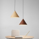 1-Light Pendant Ceiling Light Simple Style Cone Shape Wood Hanging Lamp Kit