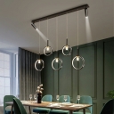 Island Light Fixture 7 Lights Modern Contracted Metal Shade Hanging Light for Kitchen