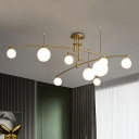 9-Light Ceiling Chandelier Modernist Style Modo Shape White Glass ​Pendant Lighting