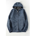 Mens Casual Cardigan Sweater Pure Color Long-Sleeved Zip Closure Loose Fit Cardigan Sweater with Hood