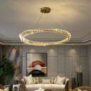 Single Tier Round Suspension Pendant Faceted Clear Crystal Prism Hanging Ceiling Light