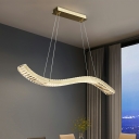 Contemporary Waves Ceiling Lamp Fixtures Cystal Wrapped ​Island Pendant