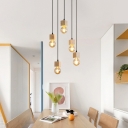 Square Wood 1 light Modern Minimalist Pendants Light Bedroom Nordic Style Ceiling Light Fixtures