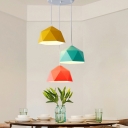 3 Lights Modern Style Polygon Shade Pendant Light Metal Hanging Light for Dinning Room