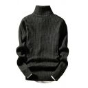 Dashing Sweater Plain Knit Crew Lapel Long Sleeve Loose Fitted Pullover Sweater for Men