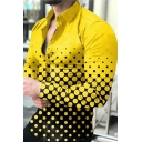 Creative Mens Shirt 3D Pattern  Long Sleeves Button Closure Lapel Collar Regualr Fitted Shirt