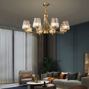 8 Lights Brass Glass Modern Lighting Chandelier Metal Minimalist Pendants Lights Fixtures for Living Room