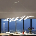 4-Light Island Ceiling Light Modern Style Linear Shape Metal Chandelier
