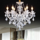 European Style Hanging Light Kit Candle Shape Crystal Chandelier for Living Room Bedroom