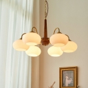 Franch Style Wood Chandelier Pendant Light Elegant Vintage Drum Ceiling Hang Fixture for Living Room