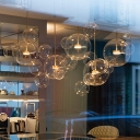 Contemporary Glass Hanging Light Bubble Ball Clear Glass Globe Pendant Light