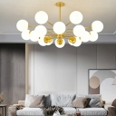 16 Lights Globe Shade Hanging Light Modern Style Glass Pendant Light for Living Room