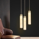 3-Light Cluster Pendant Light Modern Style Tube Shape Stone Hanging Ceiling Light