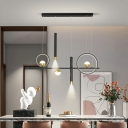 Linear Island Light Fixture 7 Lights Modern Metal Shade Hanging Light for Kitchen