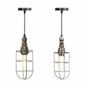 1-Light Down Lighting Pendant Vintage Style Caged Shape Metal Hanging Ceiling Lights