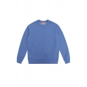 Men Boyish Sweatshirt Pure Color Round Neck Long-sleeved Loose Sweatshirt