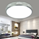 1-Light Flush Mount Lighting Modern Style Drum Shape Metal Ceiling Light Fixture
