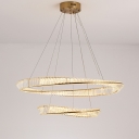 2-Light Pendant Chandelier Modern Style Circular Shape Crystal Rectangle Suspension Light
