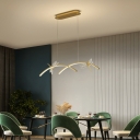 2-Light Over Island Lighting Minimalism Style Arched Line Shape Metal Hanging Ceiling Lights