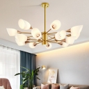 16 Lights LED Pendant Light Nordic Style Metal Glass Chandelier Light for Living Room