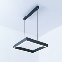 1-Light Pendant Light Kit Minimal Style Square Shape Metal Suspension Light