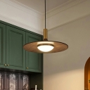 1-Light Pendant Lighting Fixture Modern Style Cone Shape Walnut Wood Hanging Light