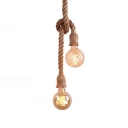 2 Lights Minimalist Ceiling Light Natural Fiber Rope Rope-Hung Pendant Lamp