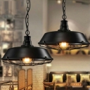 1-Light Pendant Lighting Weathered Industrial Style Wire Cage Shape Metal Ceiling Light