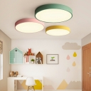 Contemporary Flush Ceiling Lights Macaron Color Flush Ceiling Light Fixture for Bedroom Children's Room